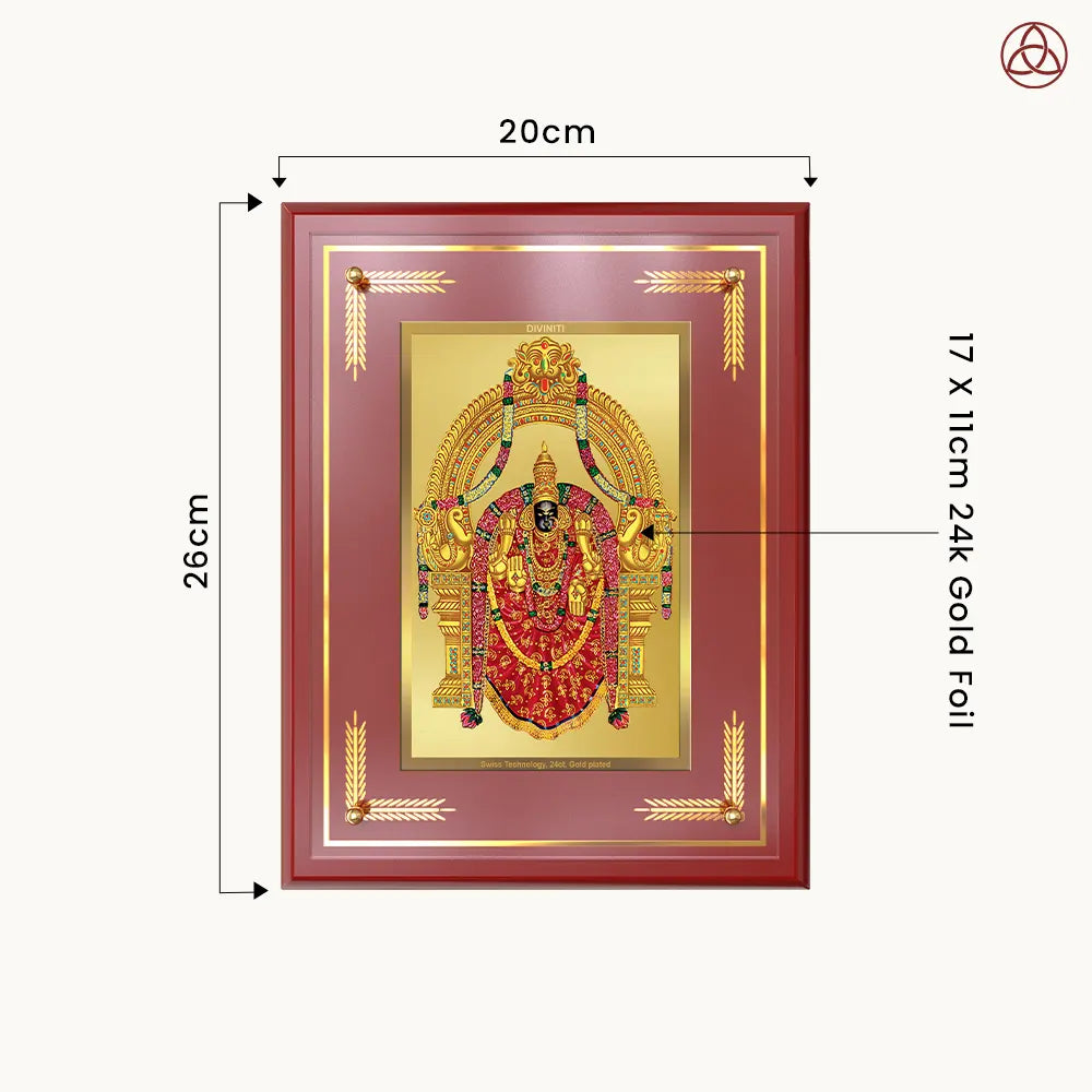 Goddess Padmavati | Consort of Lord Tirupati Balaji Wall & Tabletop Photo Frame in 24K Gold Plated Foil