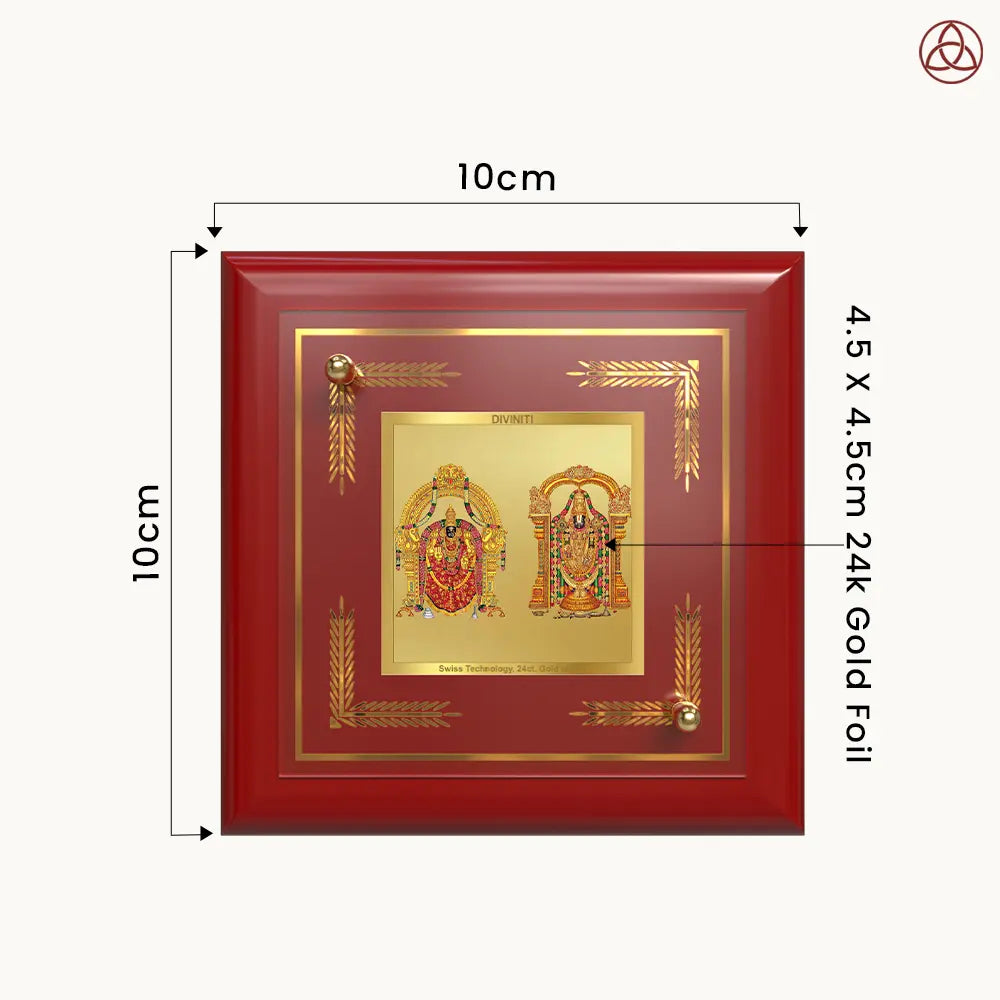 Lord Venkateswara Tirupati Balaji & Goddess Padmavati | Divine Couple Tabletop Frame in 24K Gold Plated Foil