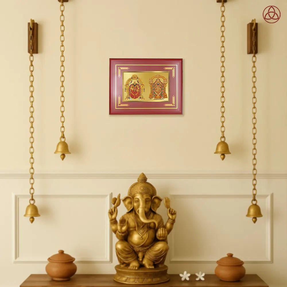 Lord Venkateswara Tirupati Balaji & Goddess Padmavati | Divine Couple Wall Photo Frame in 24K Gold Plated Foil