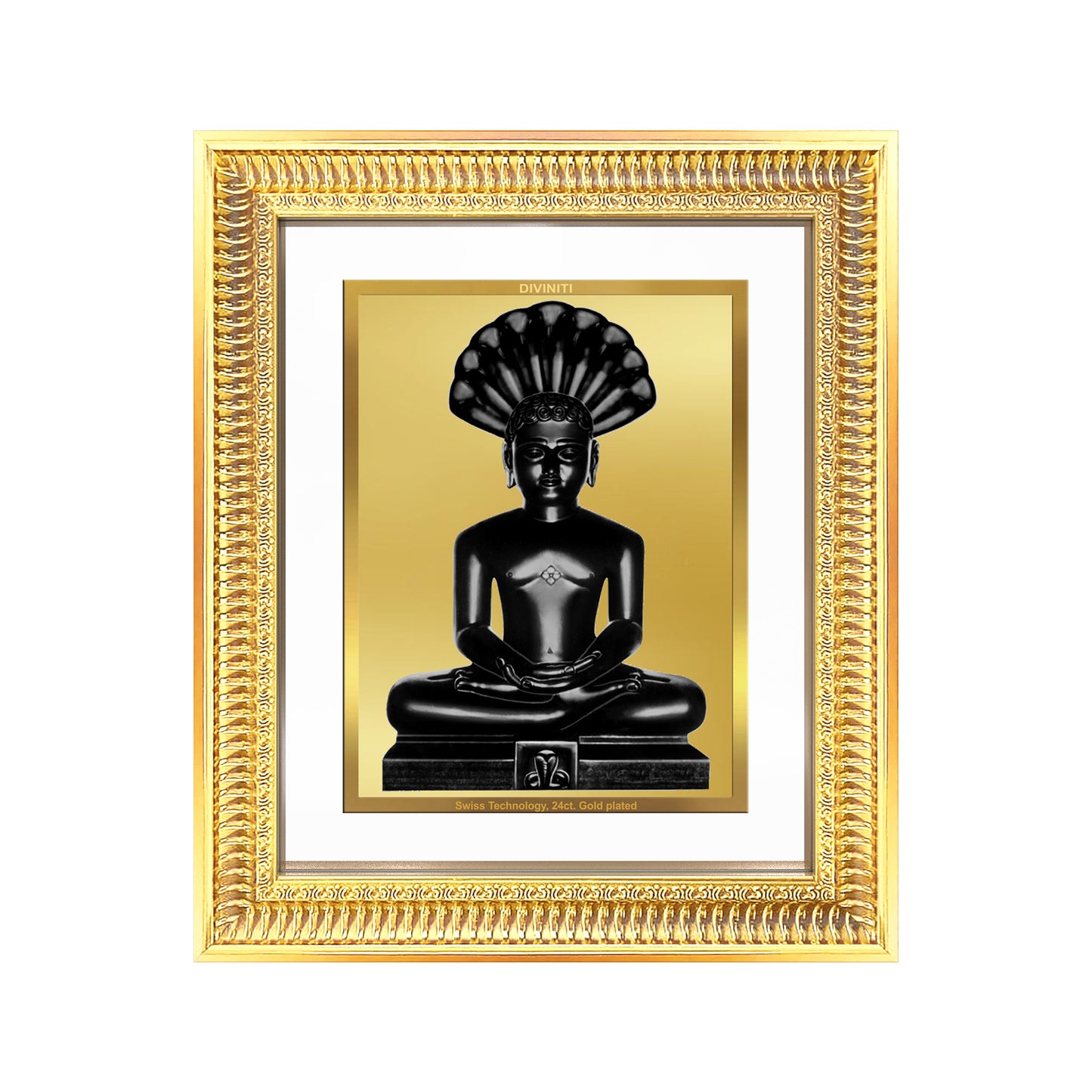 Lord Parshvanatha | 23rd Jain Tirthankara Wall Mount Photo Frame in 24K Gold Plated Foil