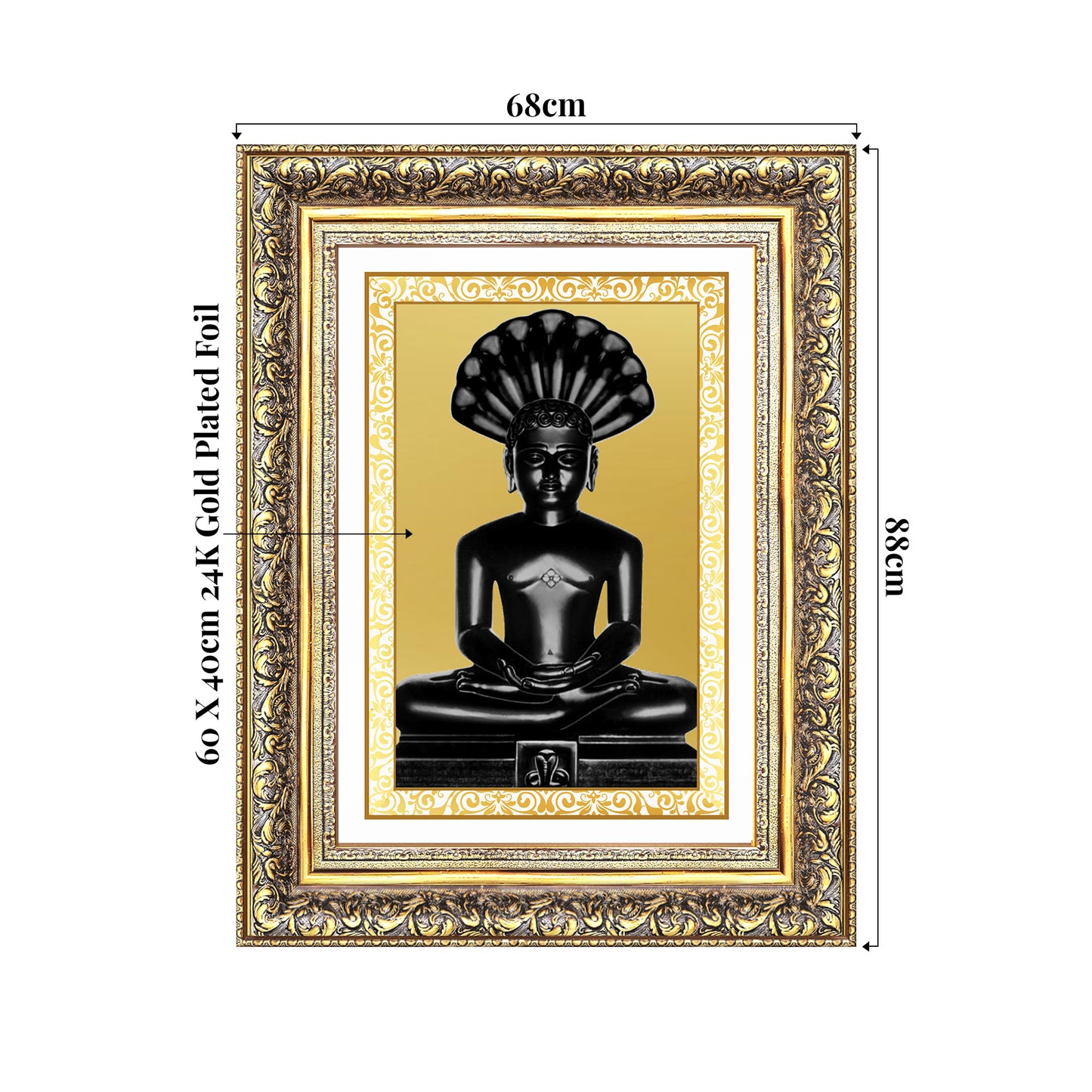 Lord Parshvanatha | 23rd Jain Tirthankara Wall Mount Photo Frame in 24K Gold Plated Foil