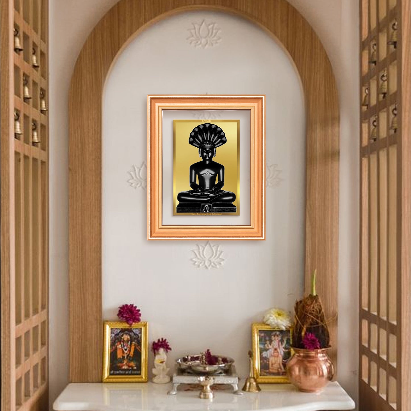 Lord Parshvanatha | 23rd Jain Tirthankara Wall Mount Photo Frame in 24K Gold Plated Foil