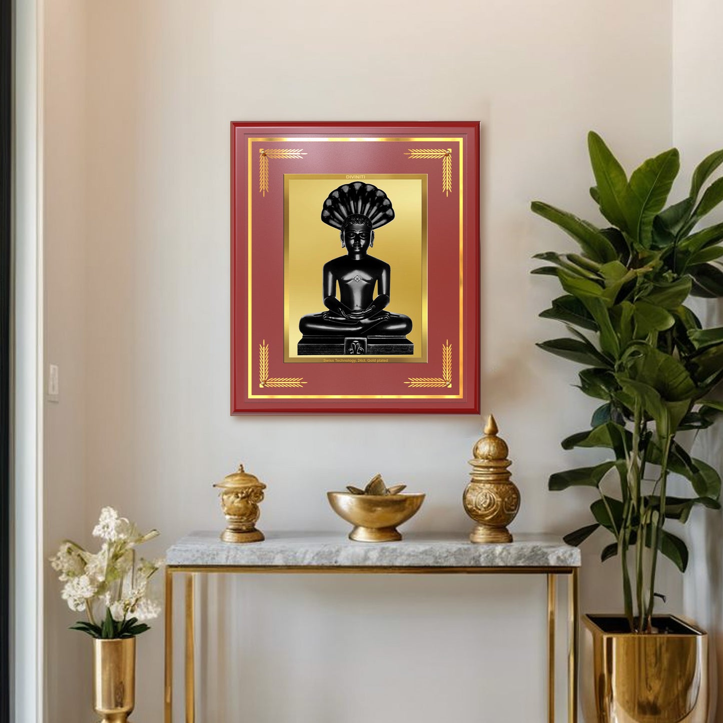 Lord Parshvanatha | 23rd Jain Tirthankara Wall Mount Photo Frame in 24K Gold Plated Foil