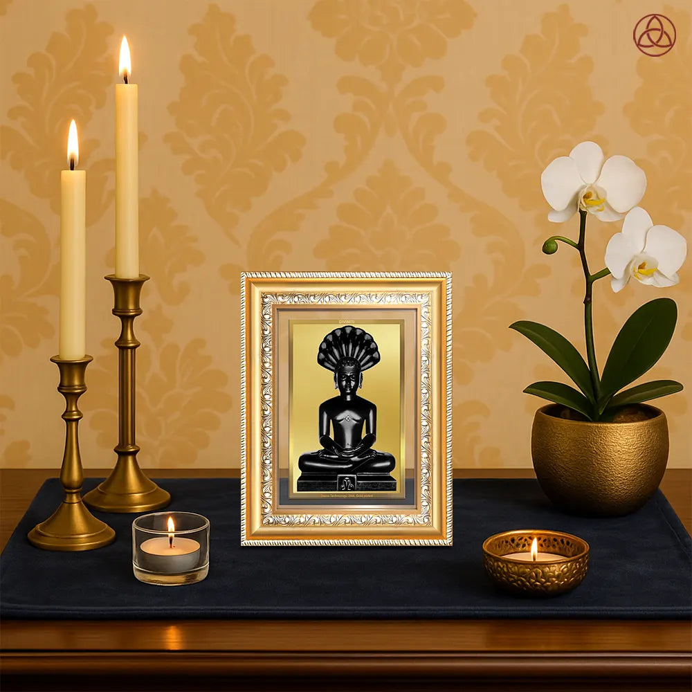 Lord Parshvanatha | 23rd Jain Tirthankara Wall & Tabletop Photo Frame in 24K Gold Plated Foil