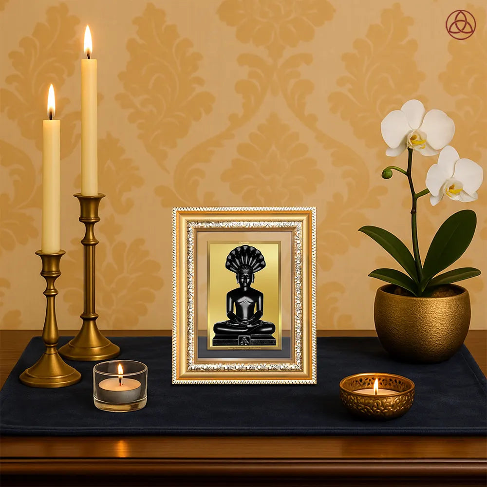 Lord Parshvanatha | 23rd Jain Tirthankara Wall & Tabletop Photo Frame in 24K Gold Plated Foil