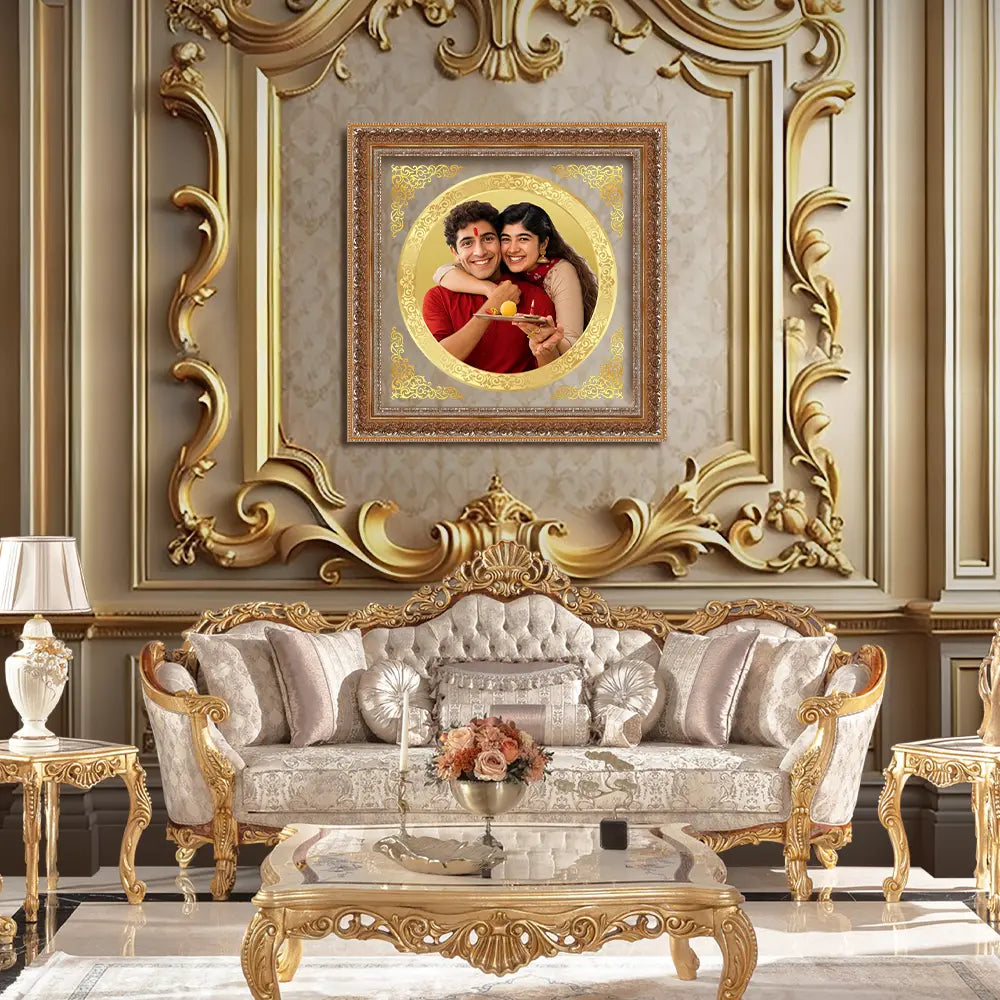 Portrait on Gold | Immortalise Your Legacy Round Photo Frame in 24K Gold