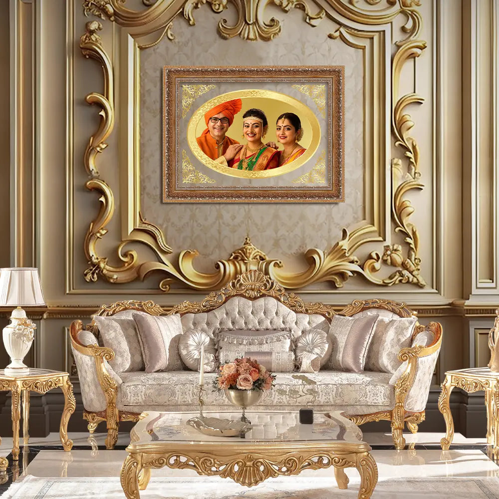 Portrait on Gold Immortalise Your Legacy Landscape Oval Photo Frame in 24K Gold Plated Foil