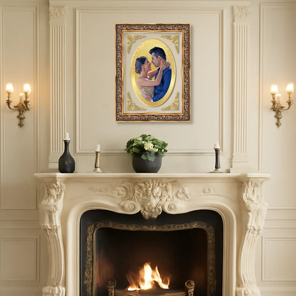 Portrait on Gold Immortalise Your Opulent Charm Oval Photo Frame in 24K Gold Plated Foil