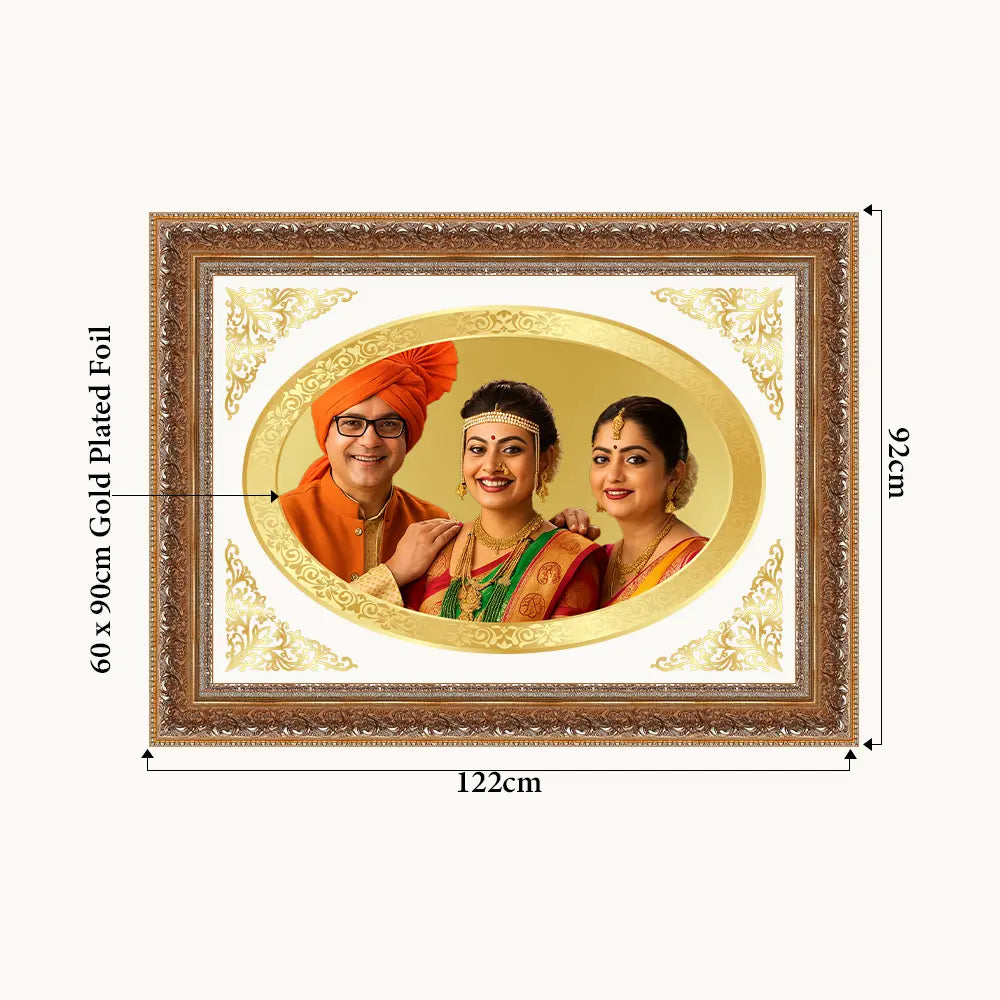 Portrait on Gold Immortalise Your Legacy Landscape Oval Photo Frame in 24K Gold Plated Foil