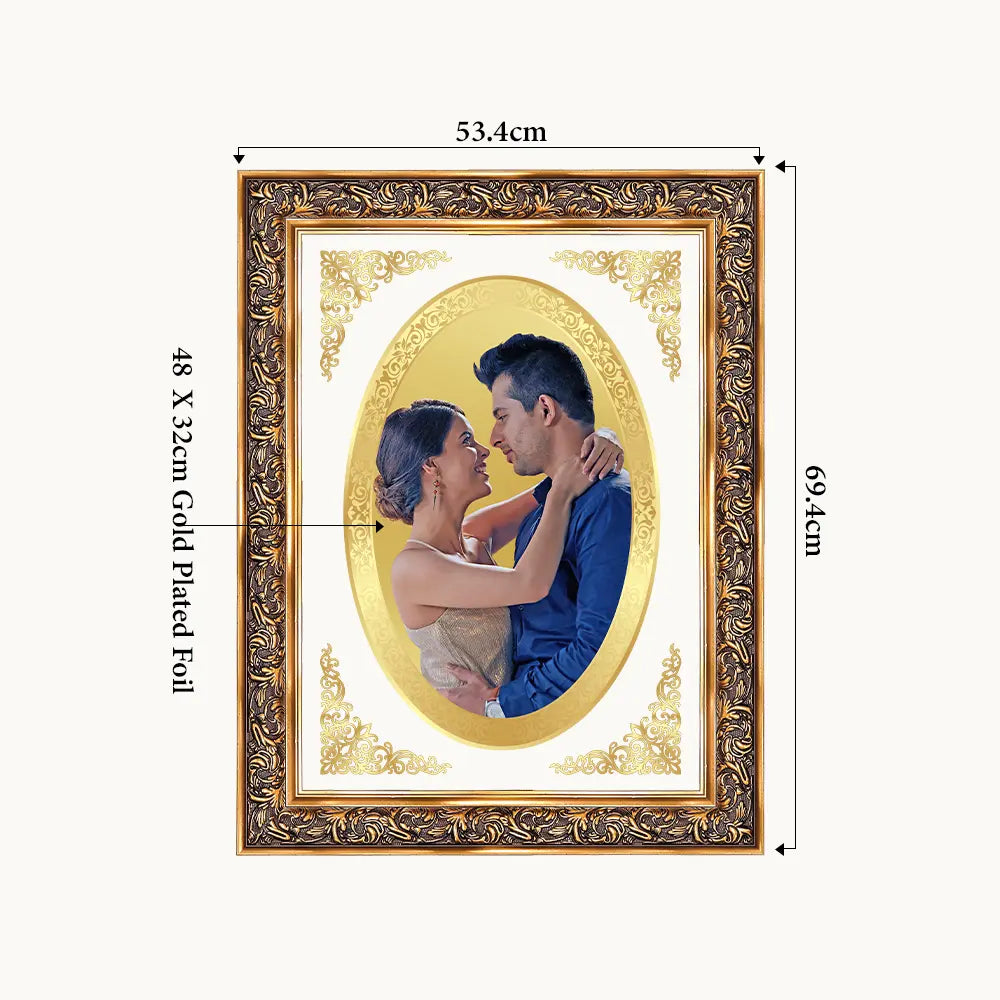 Portrait on Gold Immortalise Your Opulent Charm Oval Photo Frame in 24K Gold Plated Foil