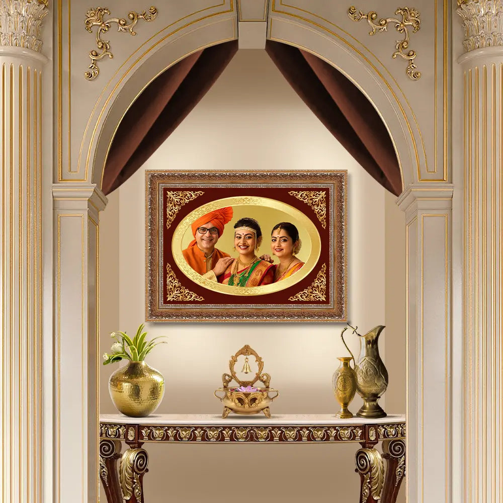 Portrait on Gold Immortalise Your Legacy Landscape Oval Photo Frame in 24K Gold Plated Foil