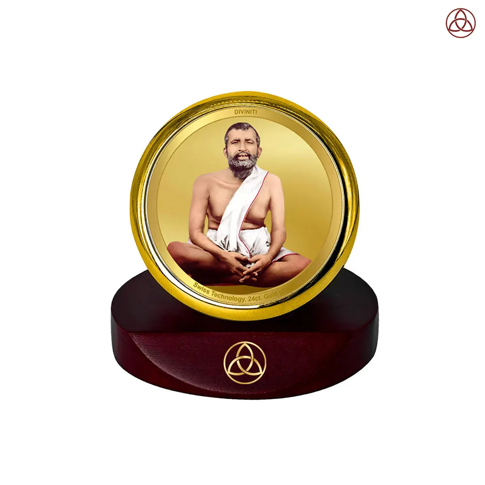Sri Ramakrishna Paramahamsa | Enlightened Mystic of Bhakti & Vedanta Car Dashboard Frame in 24K Gold Plated Foil