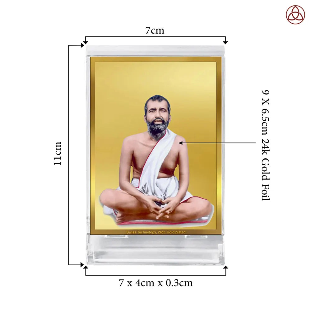 Sri Ramakrishna Paramahamsa | Enlightened Mystic of Bhakti & Vedanta Car Dashboard Frame in 24K Gold Plated Foil