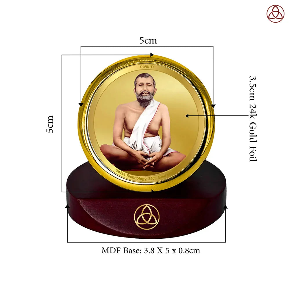 Sri Ramakrishna Paramahamsa | Enlightened Mystic of Bhakti & Vedanta Car Dashboard Frame in 24K Gold Plated Foil