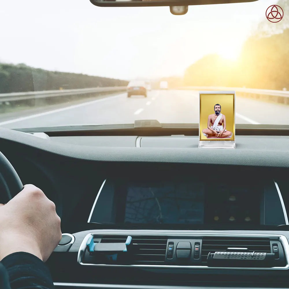 Sri Ramakrishna Paramahamsa | Enlightened Mystic of Bhakti & Vedanta Car Dashboard Frame in 24K Gold Plated Foil