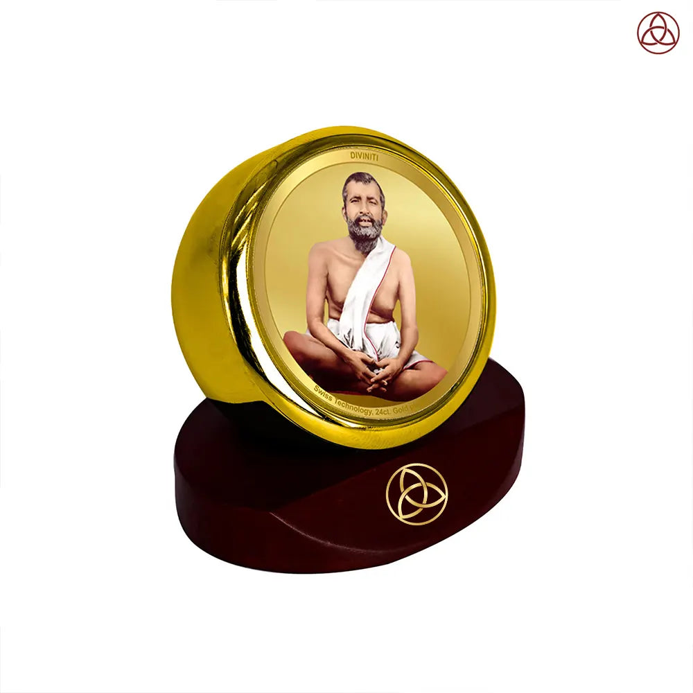 Sri Ramakrishna Paramahamsa | Enlightened Mystic of Bhakti & Vedanta Car Dashboard Frame in 24K Gold Plated Foil