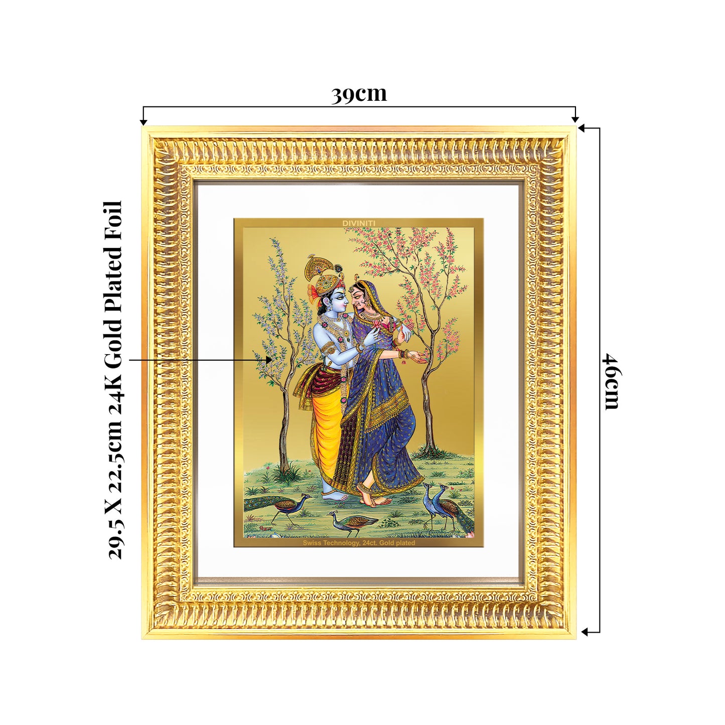 Radha Krishna | Divine Love Eternal Wall Mount Photo Frame in 24K Gold Plated Foil