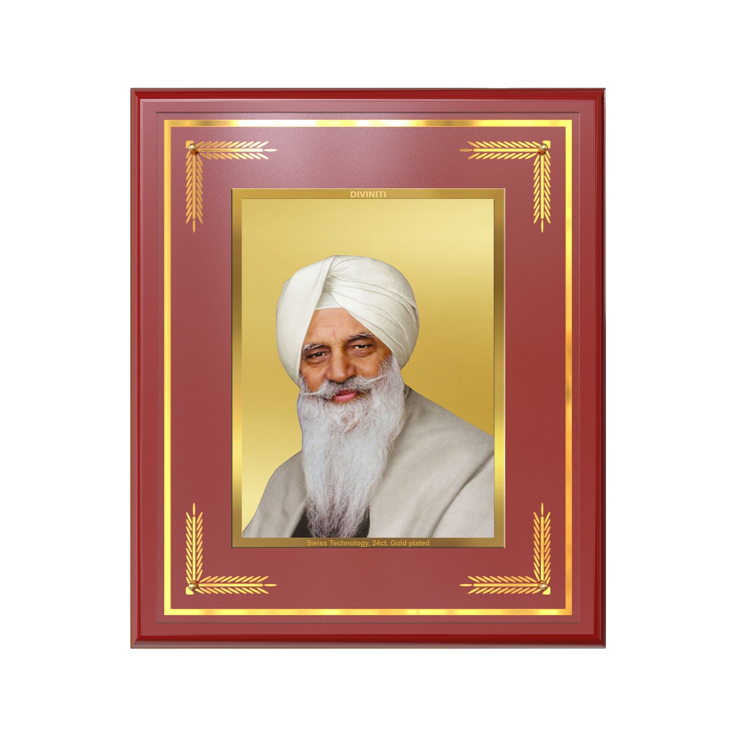 Baba Gurinder Singh Ji Maharaj | Spiritual Master of Radha Soami Satsang Beas Wall Mount Photo Frame in 24K Gold Plated Foil