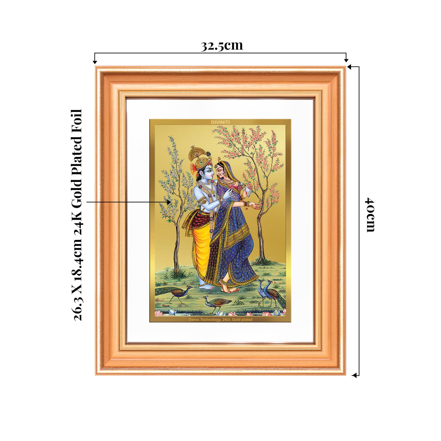Radha Krishna | Divine Love Eternal Wall Mount Photo Frame in 24K Gold Plated Foil