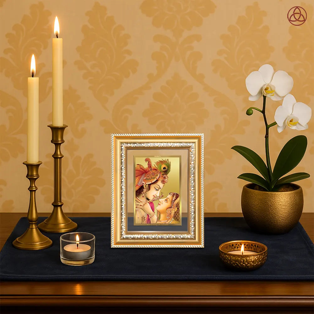 Krishna with Flute | Lord Krishna Wall & Tabletop Photo Frame in 24K Gold Plated Foil