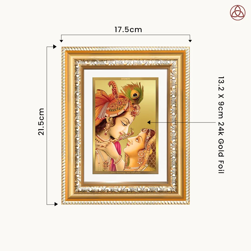 Krishna with Flute | Lord Krishna Wall & Tabletop Photo Frame in 24K Gold Plated Foil