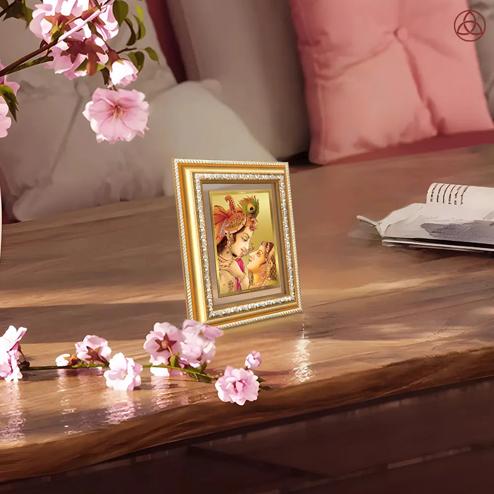 Krishna with Flute | Lord Krishna Wall & Tabletop Photo Frame in 24K Gold Plated Foil