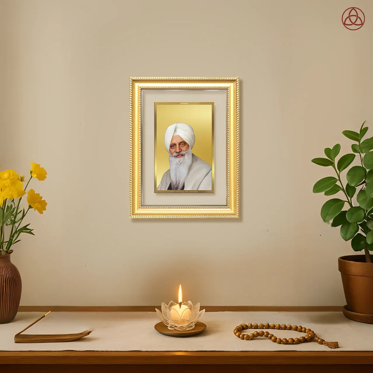 Baba Gurinder Singh Ji Maharaj | Spiritual Master of Radha Soami Satsang Beas Wall Photo Frame in 24K Gold Plated Foil