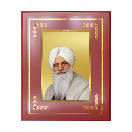 Baba Gurinder Singh Ji Maharaj Wall Mount Photo Frame in 24K gold-plated foil, beautifully crafted to honor the spiritual master.