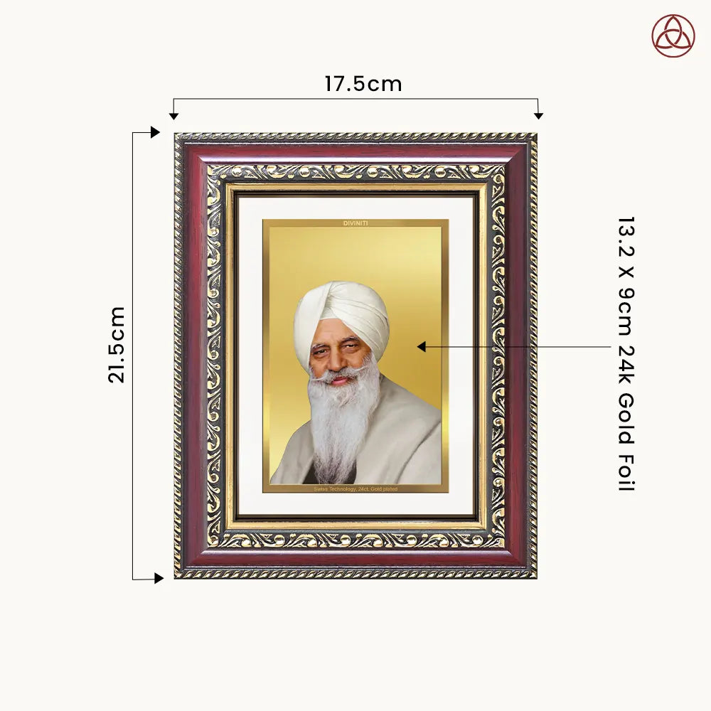 Baba Gurinder Singh Ji Maharaj | Spiritual Master of Radha Soami Satsang Beas Wall & Tabletop Photo Frame in 24K Gold Plated Foil