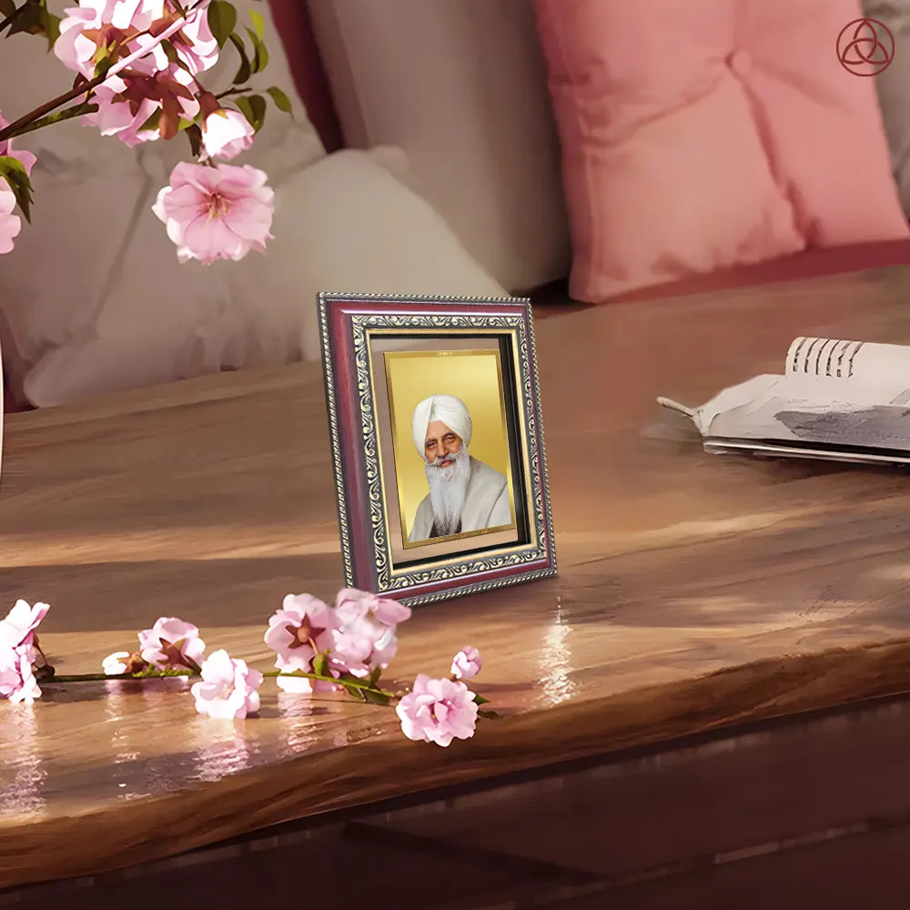 Baba Gurinder Singh Ji Maharaj | Spiritual Master of Radha Soami Satsang Beas Wall & Tabletop Photo Frame in 24K Gold Plated Foil