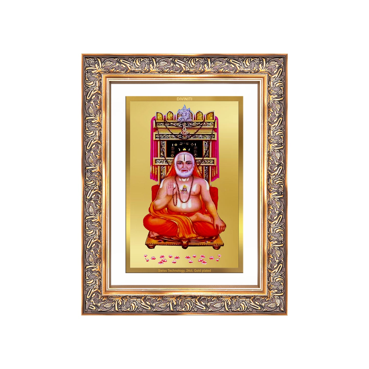 Sri Raghavendra Tirtha Swami | Revered Madhwa Saint Wall Mount Photo Frame in 24K Gold Plated Foil