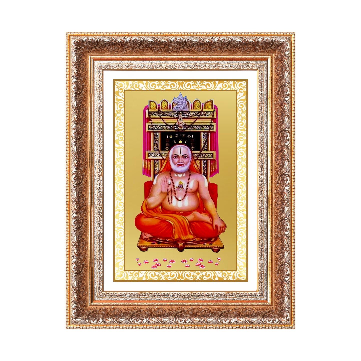 Sri Raghavendra Tirtha Swami | Revered Madhwa Saint Wall Mount Photo Frame in 24K Gold Plated Foil