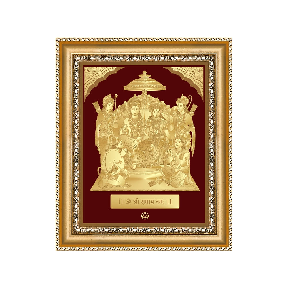 Ram Darbar | Divine Royal Family Gold on Gold Wall Hanging Frame in 24K Gold Plated Foil