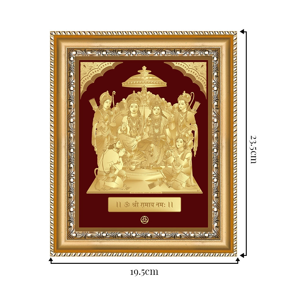 Ram Darbar | Divine Royal Family Gold on Gold Wall Hanging Frame in 24K Gold Plated Foil
