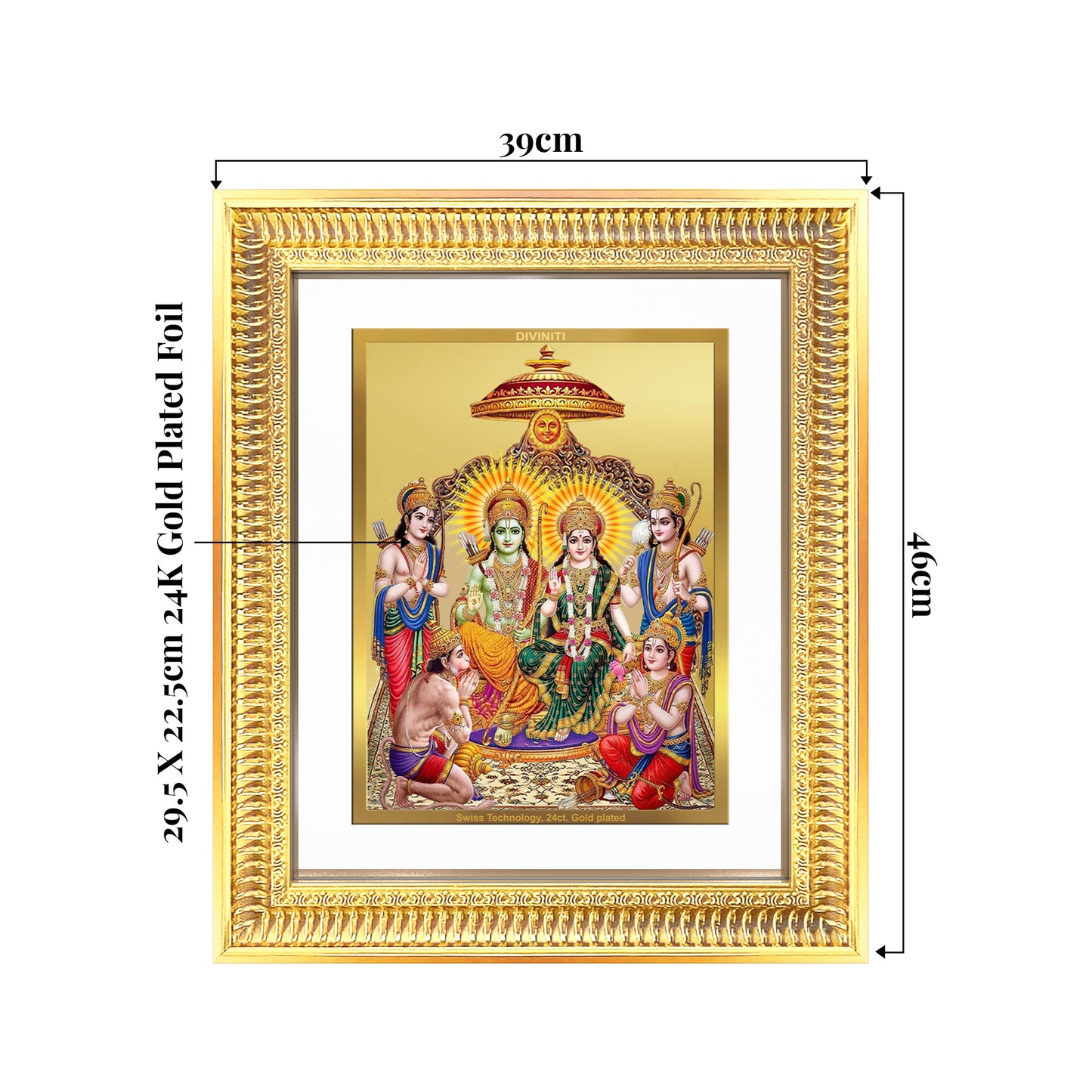 Ram Darbar | Divine Royal Family Wall Mount Photo Frame in 24K Gold Plated Foil
