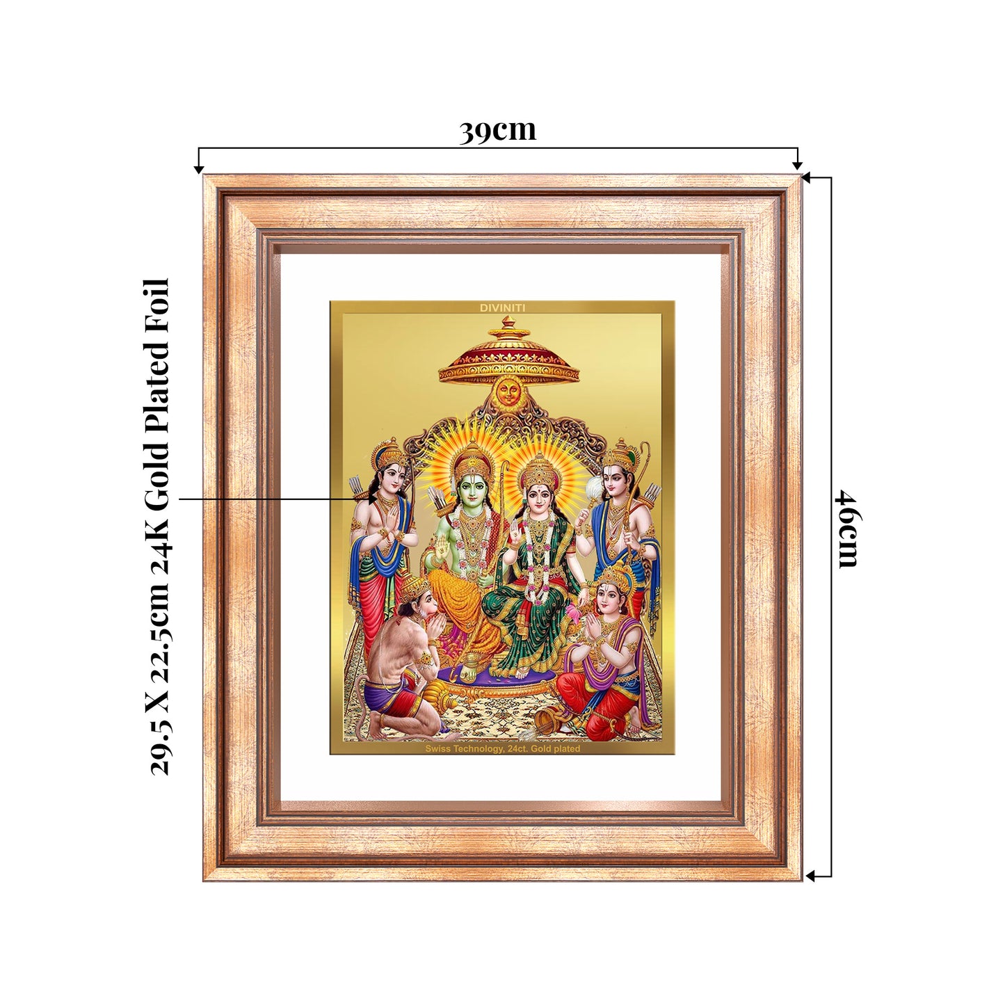 Ram Darbar | Divine Royal Family Wall Mount Photo Frame in 24K Gold Plated Foil