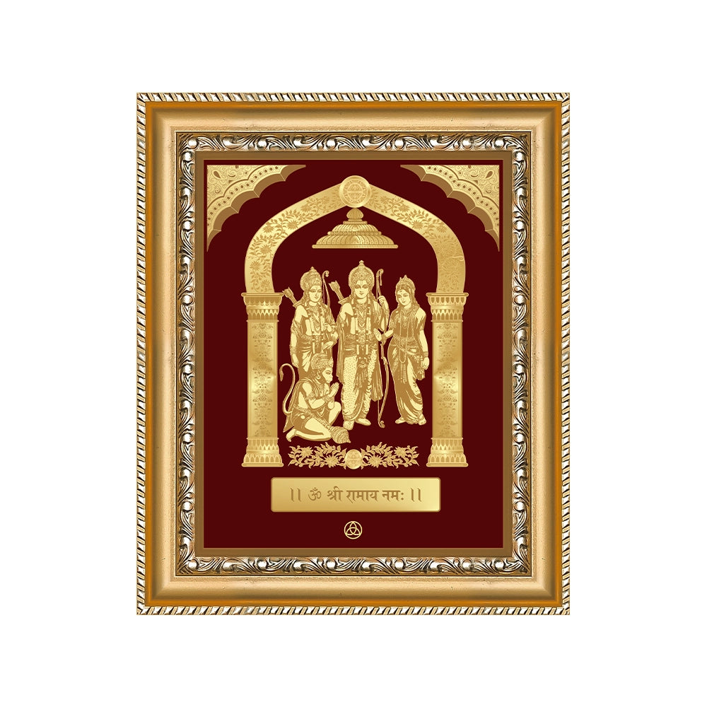Ram Darbar with Arch | Divine Royal Family Gold on Gold Wall Hanging Frame in 24K Gold Plated Foil