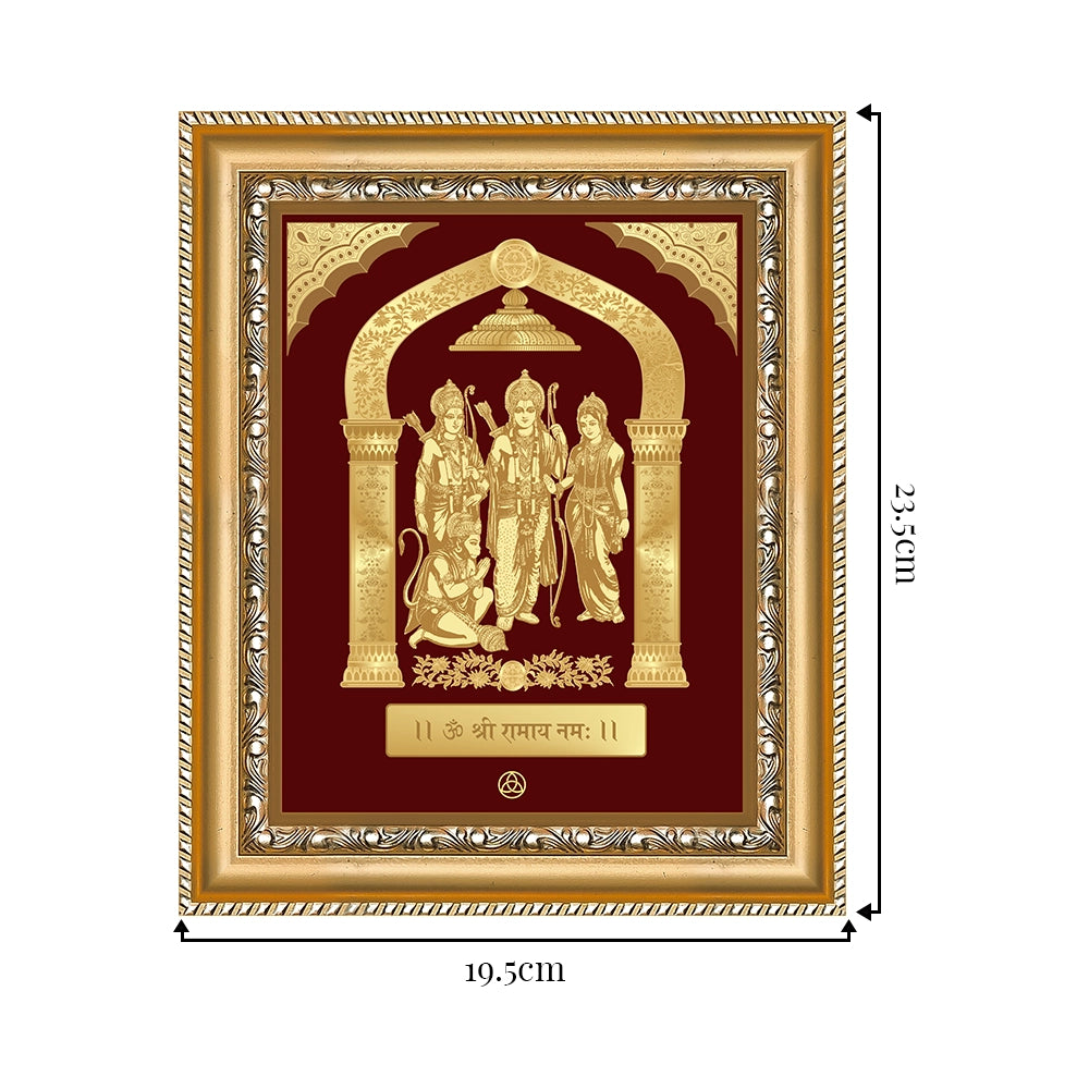 Ram Darbar with Arch | Divine Royal Family Gold on Gold Wall Hanging Frame in 24K Gold Plated Foil