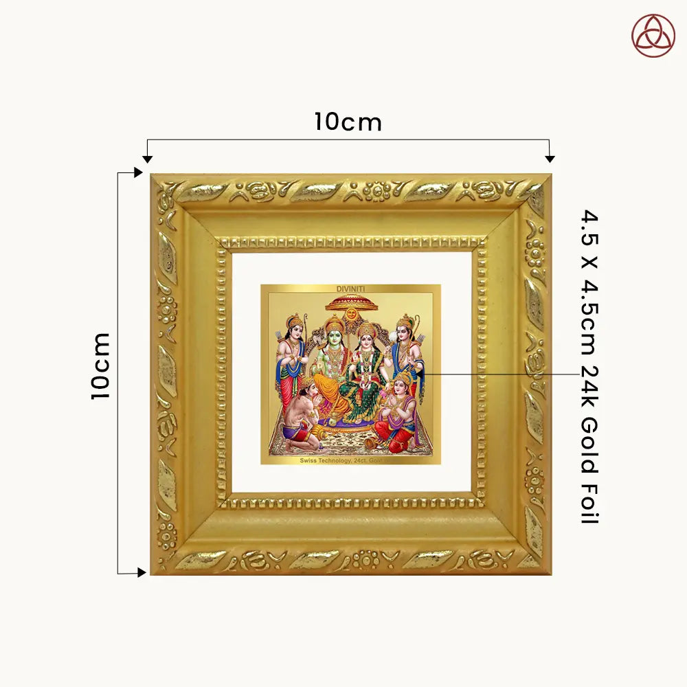 Ram Darbar | Divine Royal Family Tabletop Frame in 24K Gold Plated Foil
