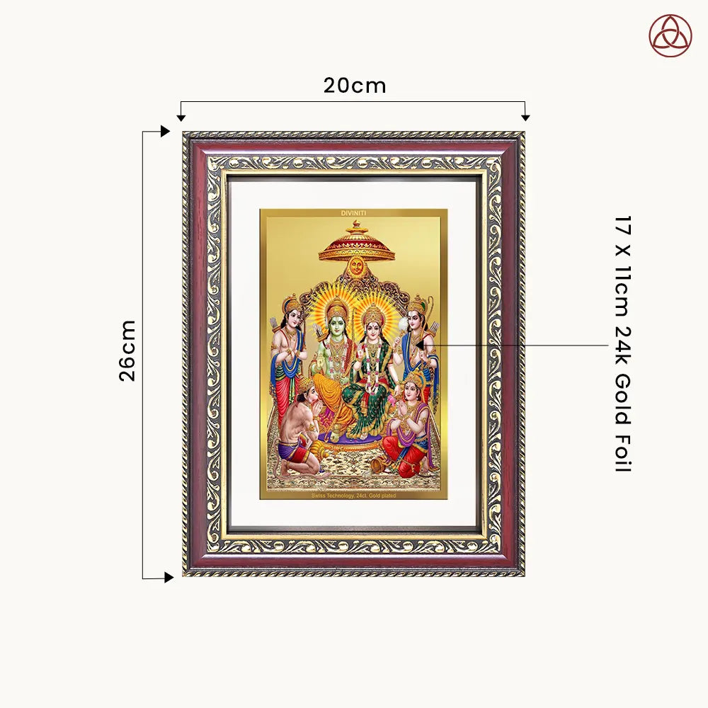 Ram Darbar | Divine Royal Family Wall & Tabletop Photo Frame in 24K Gold Plated Foil