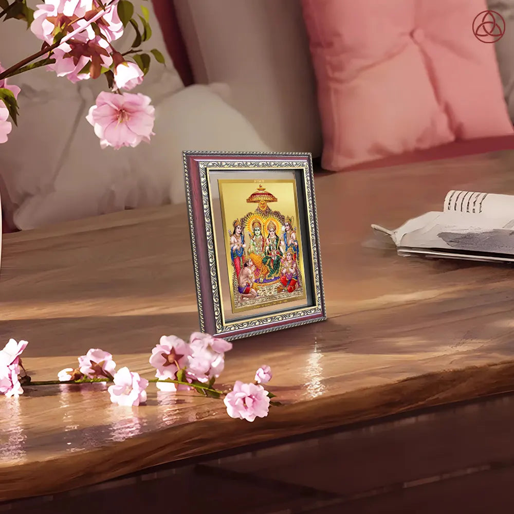 Ram Darbar | Divine Royal Family Wall & Tabletop Photo Frame in 24K Gold Plated Foil