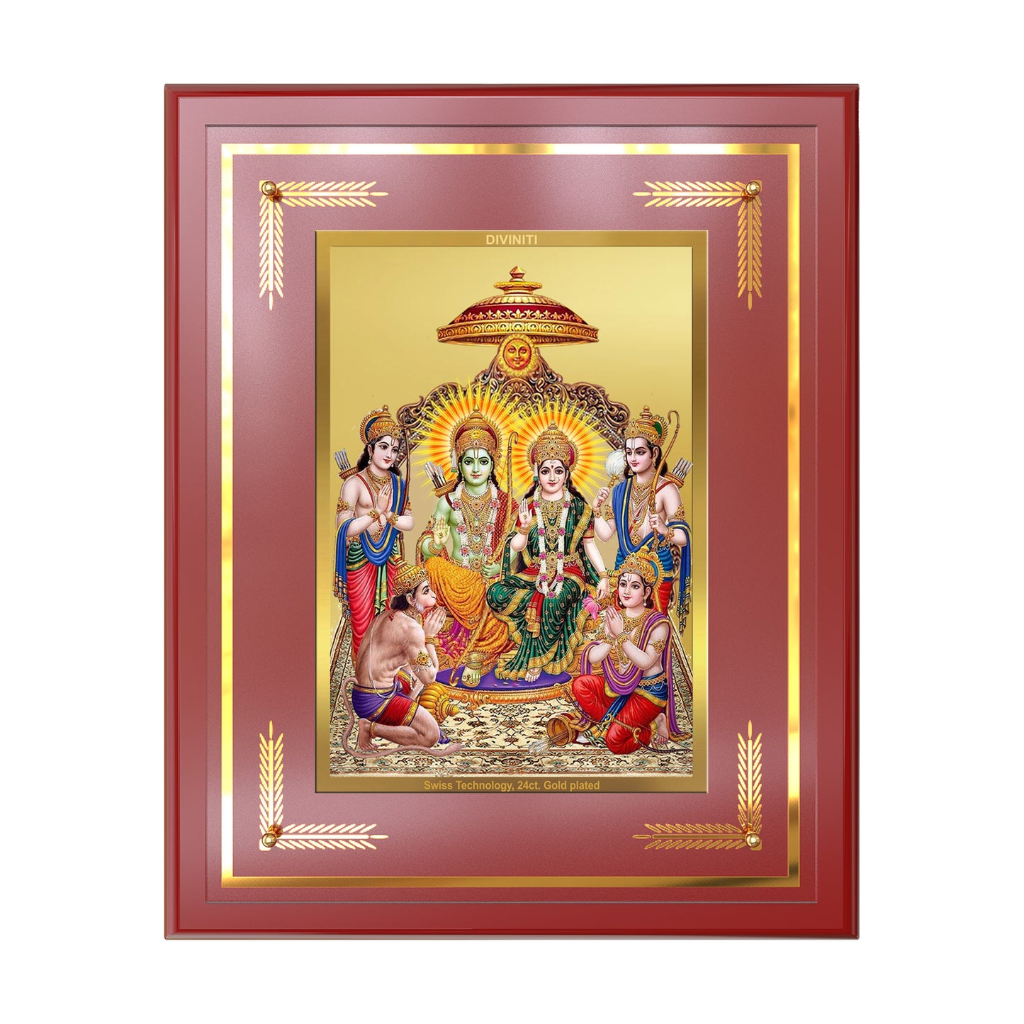 Ram Darbar | Divine Royal Family Wall Mount Photo Frame in 24K Gold Plated Foil