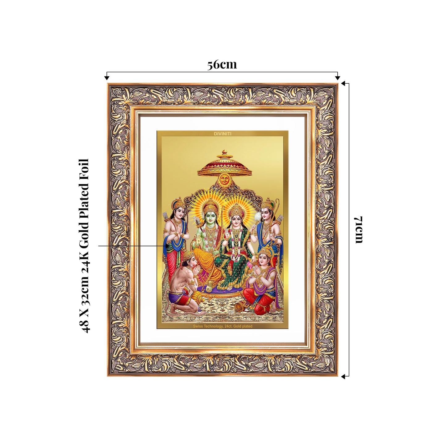 Ram Darbar | Divine Royal Family Wall Mount Photo Frame in 24K Gold Plated Foil