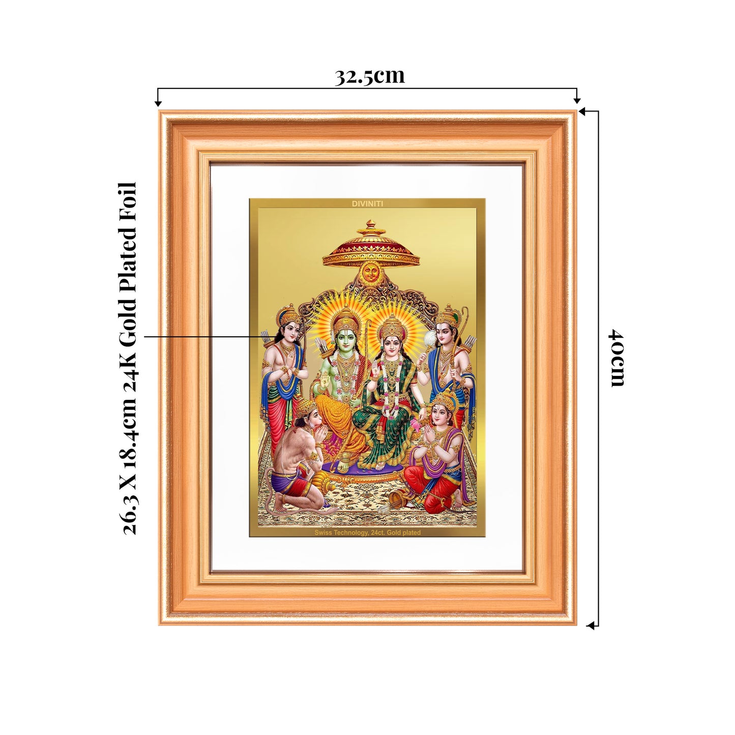 Ram Darbar | Divine Royal Family Wall Mount Photo Frame in 24K Gold Plated Foil