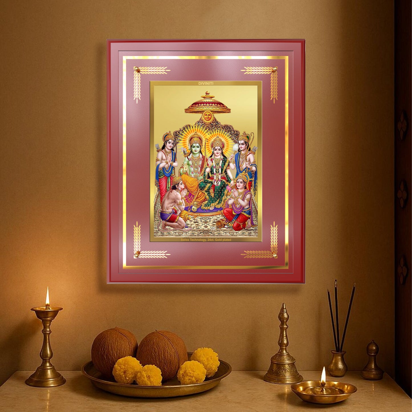 Ram Darbar | Divine Royal Family Wall Mount Photo Frame in 24K Gold Plated Foil