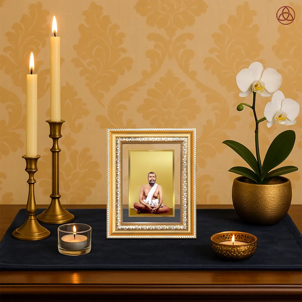 Sri Ramakrishna Paramahamsa | Enlightened Mystic of Bhakti & Vedanta Wall & Tabletop Photo Frame in 24K Gold Plated Foil