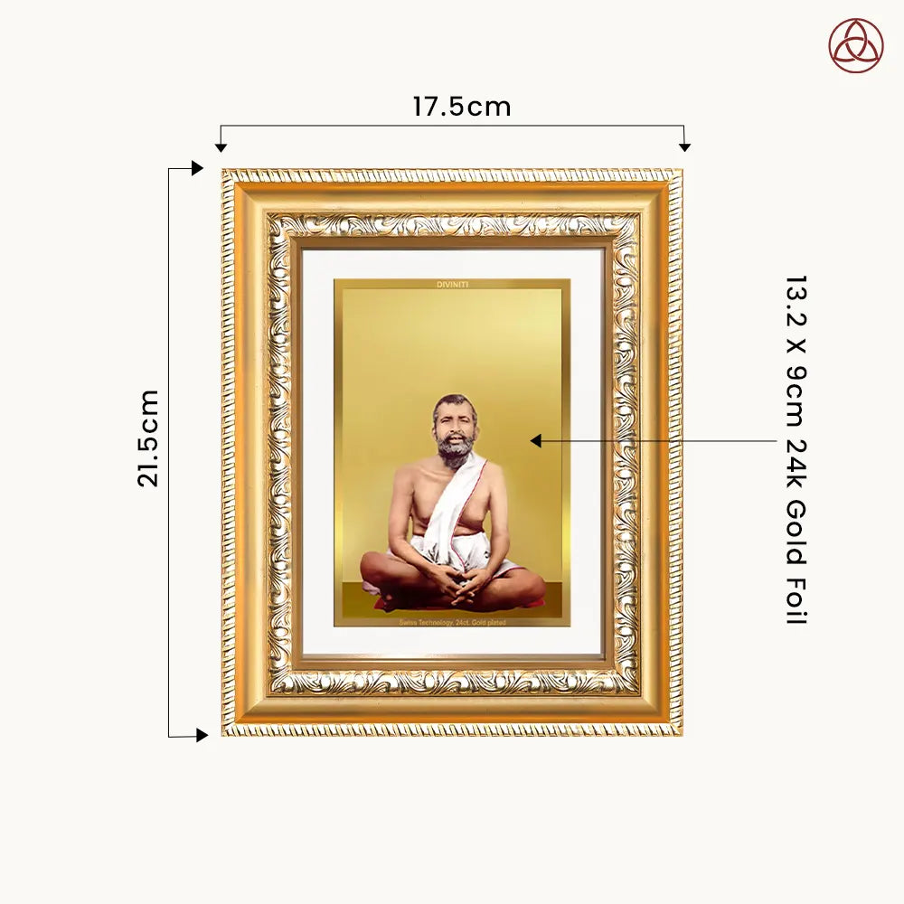 Sri Ramakrishna Paramahamsa | Enlightened Mystic of Bhakti & Vedanta Wall & Tabletop Photo Frame in 24K Gold Plated Foil