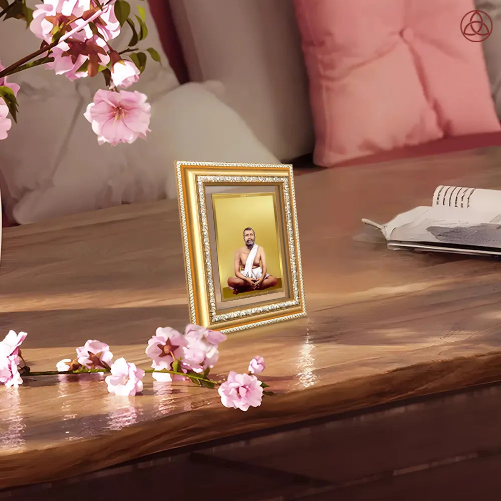 Sri Ramakrishna Paramahamsa | Enlightened Mystic of Bhakti & Vedanta Wall & Tabletop Photo Frame in 24K Gold Plated Foil