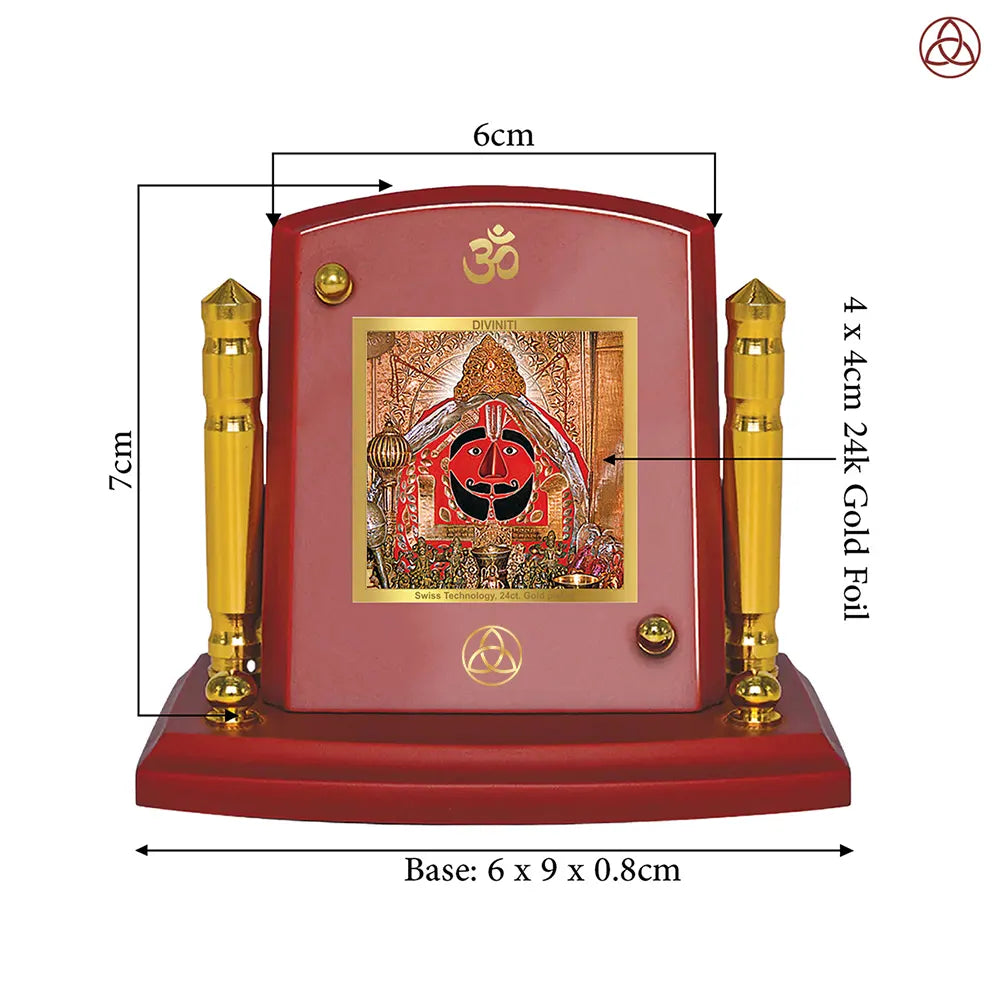 Salasar Balaji | Lord Hanuman of Salasar Dham Car Dashboard Frame in 24K Gold Plated Foil