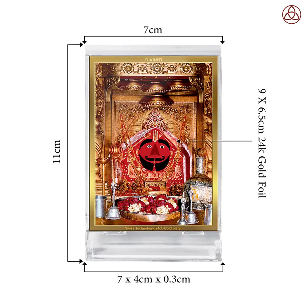 Salasar Balaji | Lord Hanuman of Salasar Dham Car Dashboard Frame in 24K Gold Plated Foil